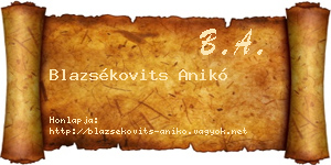 Blazsékovits Anikó névjegykártya